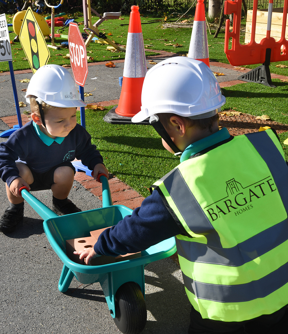 Children playing builders