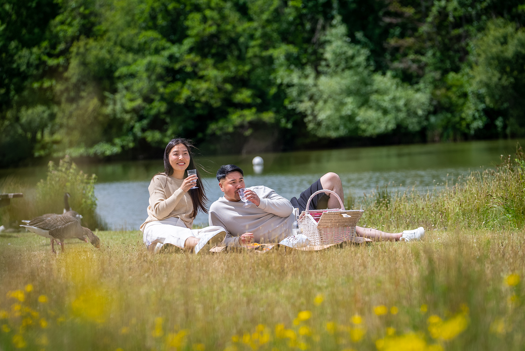 Couple having a picnic in Heritage place