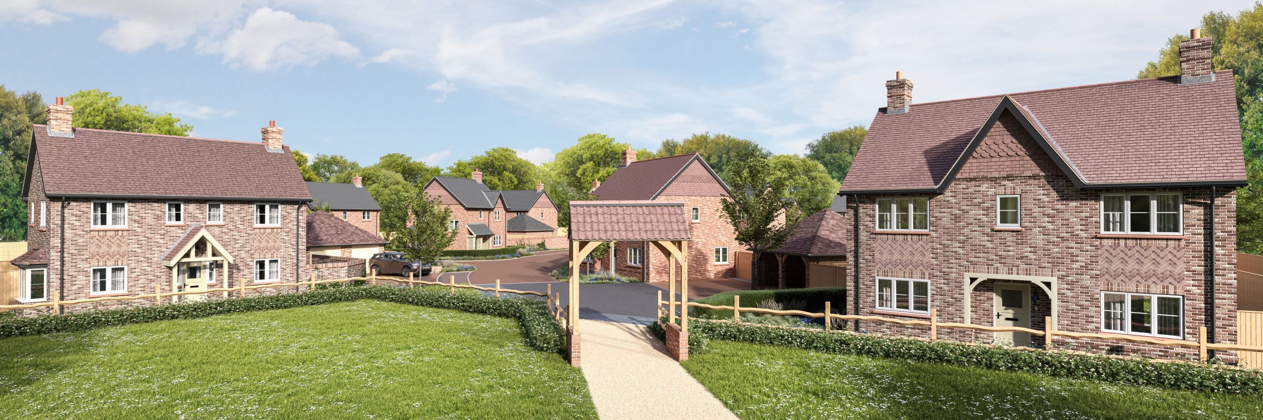 Bargate Homes street view showcasing detached houses and landscaped front gardens